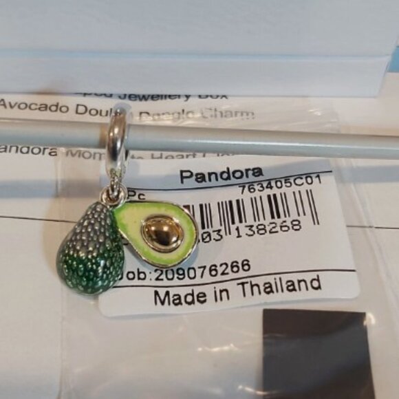 Authentic PANDORA Sterling Silver Avocado Double Dangle Charm 763405C01 - Picture 3 of 9